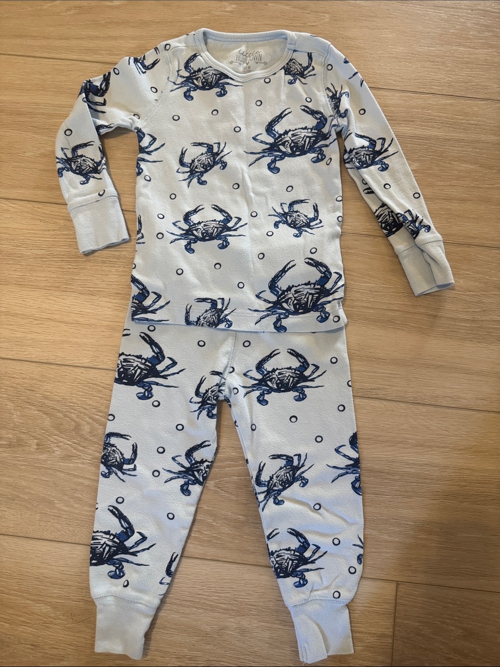 Kids Crab Print Pajama Set - Blue